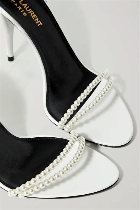 ysl white heels with pearls|ysl shoes for sale.